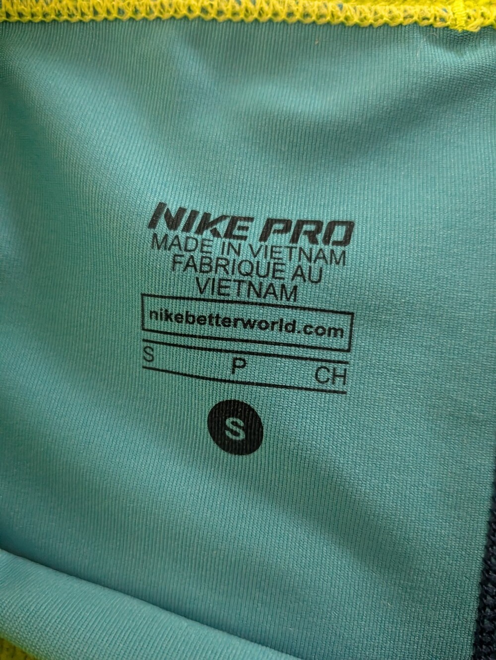Nike Pro Men's Teal Athletic Shorts with Yellow Trim